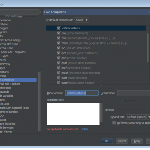 phpstorm live templates